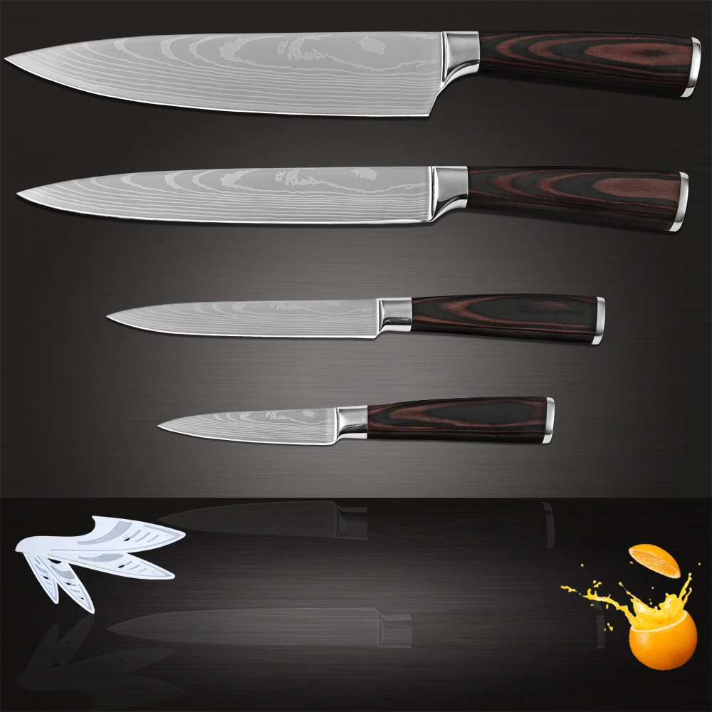 3 5 inch paring 5 inch utility 8inch slicing chef stainless steel kitchen knives Damascus pattern