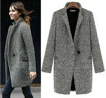 Модная зимняя последняя Повседневная Женская крутая куртка с длинным рукавом с узором "гусиная лапка"