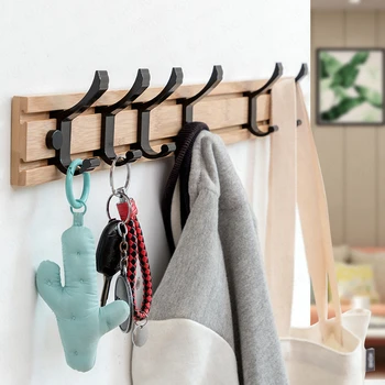 

NO Hanger Wall Hanging Door Clothes Hook Fashion Creative Simple Sticky Row Free Punching Moving Wall Load-bearing Coat Hook
