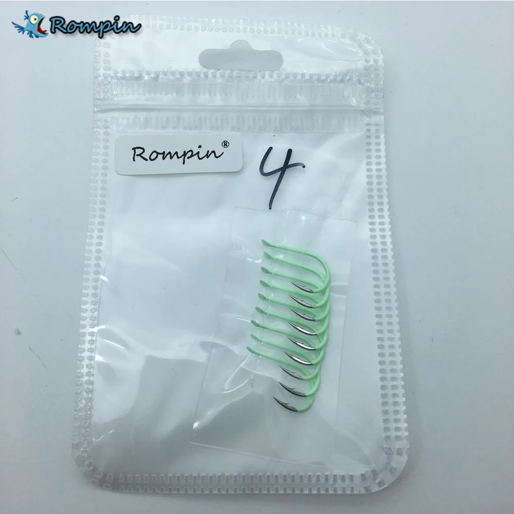 Rompin 32 крючка/4 сумки оптом высокого качества KOMAISU светящиеся неоновые рыболовные крючки, размер#0,5-6