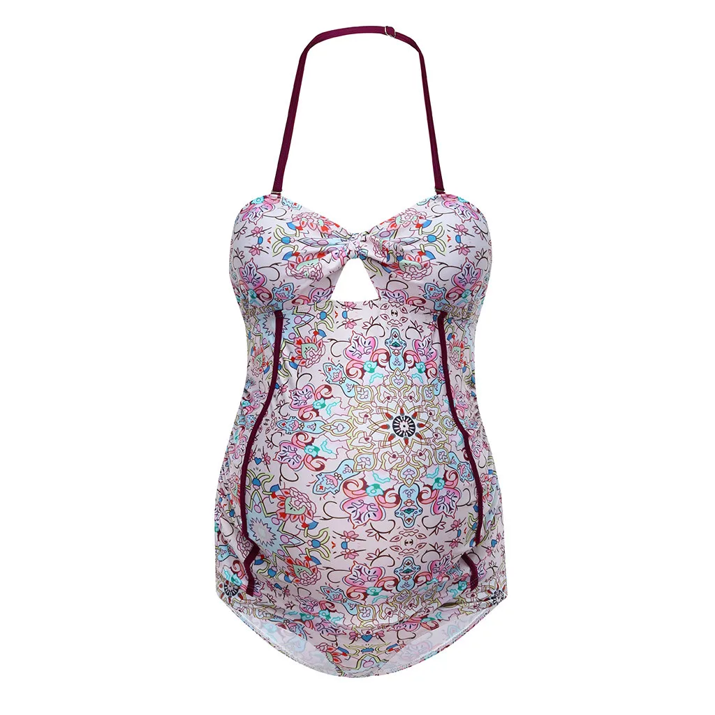 

Maternity Swimwear Swimsuit Shoulderless Sleeveless Women Clothes 2019 Floral Fashion Beach Pregnancy Swimsuit Swimwear Women