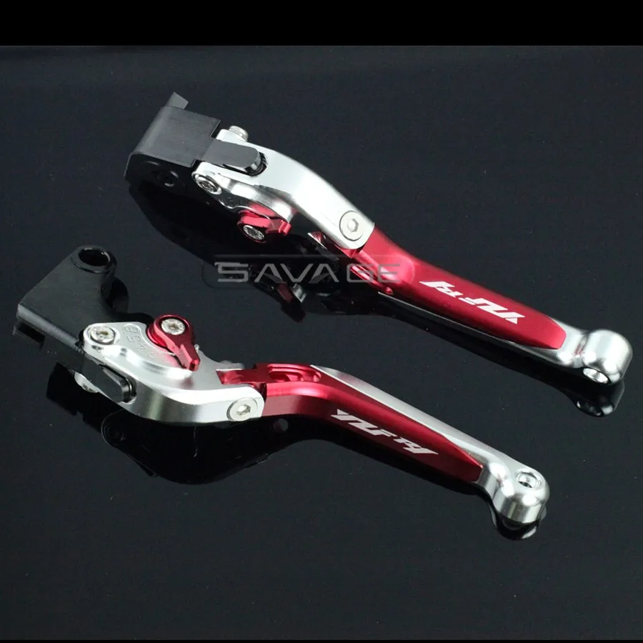 

For YAMAHA YZFR1 YZF-R1 2004-2008 05 06 07 Red+Silver Motorcycle Adjustable Folding Extendable Brake Clutch Lever Logo YZF R1