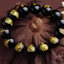 Obsidian знак зодиака петух Хранитель натальный Будда фудо талисман браслет для мужчин и женщин безопасное место