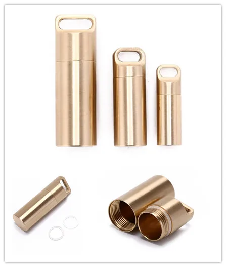 

Aluminium alloy Pill Cases Pendant Multifunctional Brass Seal Cabin Waterproof Medicine Pill Drug Cigarette Cases 3 Sizes