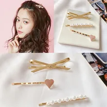 1 шт Заколки для волос для женские аксессуары для волос простой заколка в виде бантика любовь, жемчужный сторона клип заколка для волос ювелирные изделия G0402