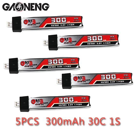 5 шт. GAONENG GNB 1S HV 3,8 V 300mAh 30C 4,35 V FPV Lipo аккумулятор с разъемом PH2.0 для RC FPV Racing Drone запасные части Аксессуары - Цвет: 5PCS 300mAh 30C 3.8V