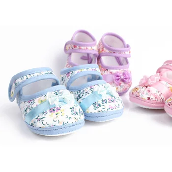 

Baby Kid Floral Toddler Cotton Shoes Prewalkers Infant Bowknot