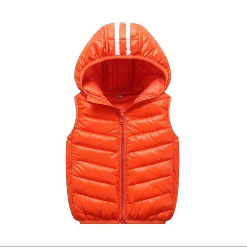 Зимний жилет для маленьких мальчиков, весенний хлопковый жилет для маленьких девочек, детская теплая куртка с капюшоном, детская теплая куртка, верхняя одежда для девочек, пальто, От 1 до 11 лет - Цвет: orange