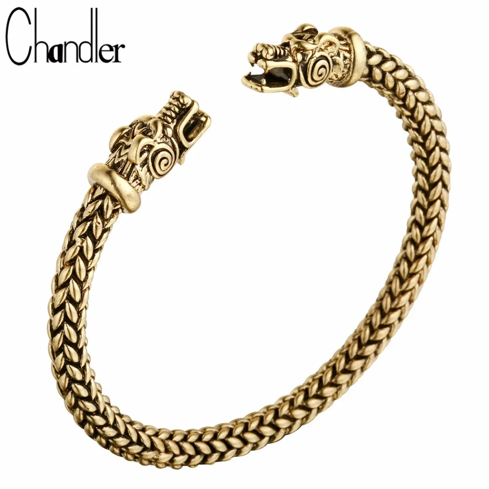 

Chandler Brand New Nordic Viking Dragon Solid Bronze Cuff Bracelet Scandinavian Historical Costume Accessories For Women And Men