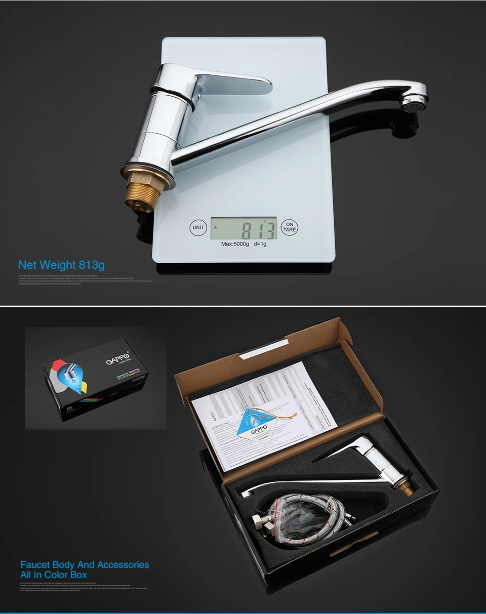 GAPPO Brass water mixer kitchen water faucet tap Kitchen sink water tap Single Handle Faucet Water mixer tap G4936