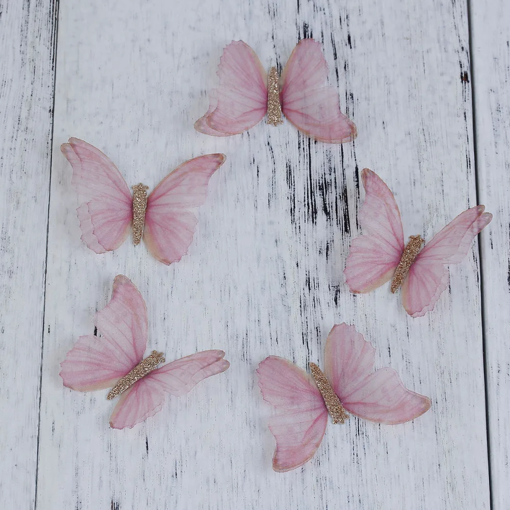 Double Layer Organza For DIY & Craft Ethereal Butterfly Glitter 2 PCs