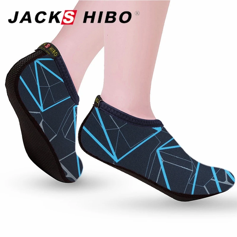 JACKSHIBO Summer Water Shoes Men Swimming Shoes Aqua Beach Socks Big Plus Size Sneaker For Men Striped Colorful zapatos hombre