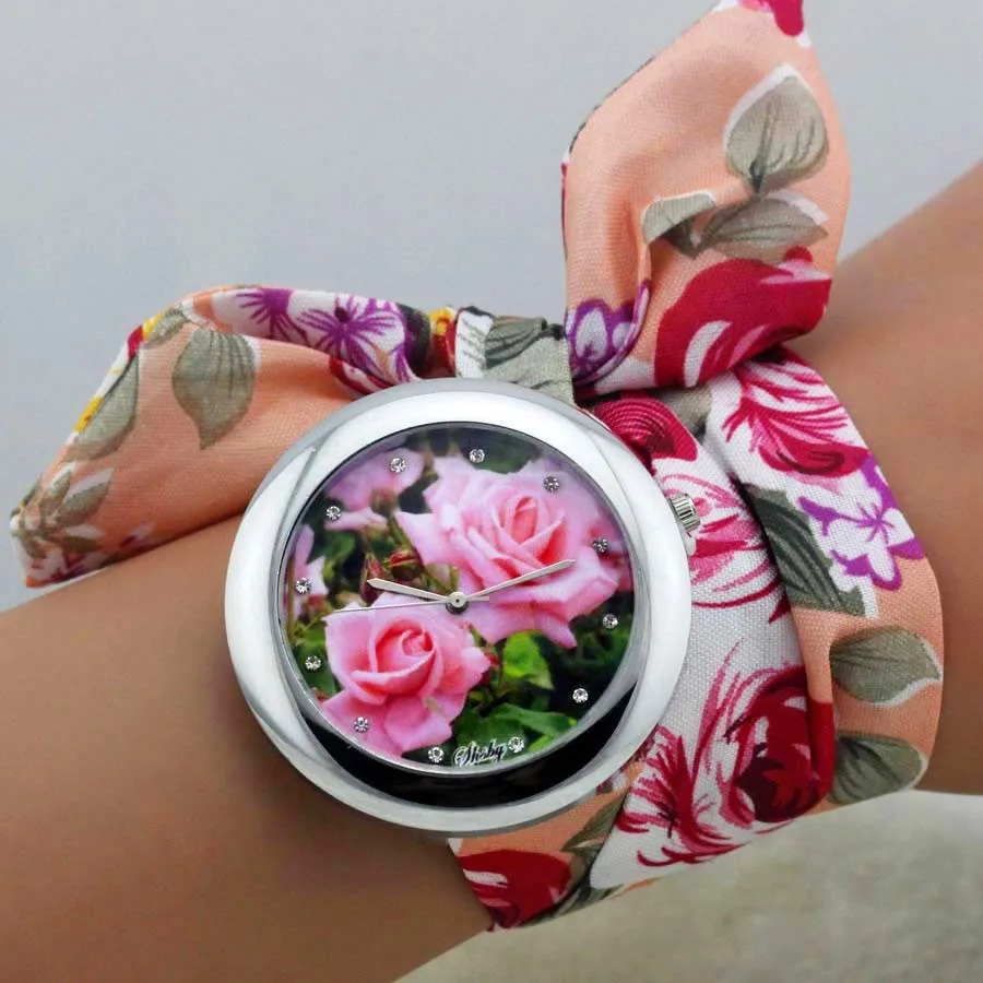 Shsby, дизайн, женские наручные часы из цветочной ткани, МОДНЫЕ ЖЕНСКИЕ НАРЯДНЫЕ часы, высококачественные тканевые часы, милые часы для девушек