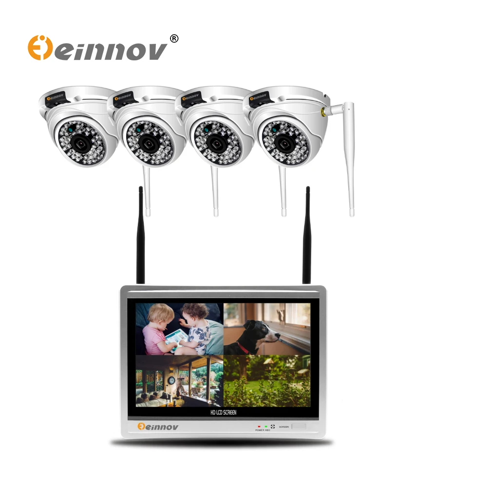 

Einnov 4CH 12inch LCD CCTV NVR Wi-Fi Video Surveillance 2MP 1080P HD Home Wireless Security Camera System Outdoor Night View P2P