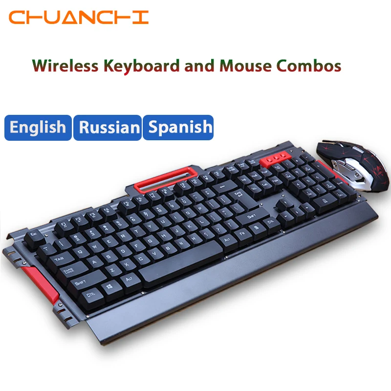 

2019 new Russian/English 2.4G Wireless Gaming Keyboard and Optical Mouse Combo Black/white 104 Key for Windows android IOS gamer