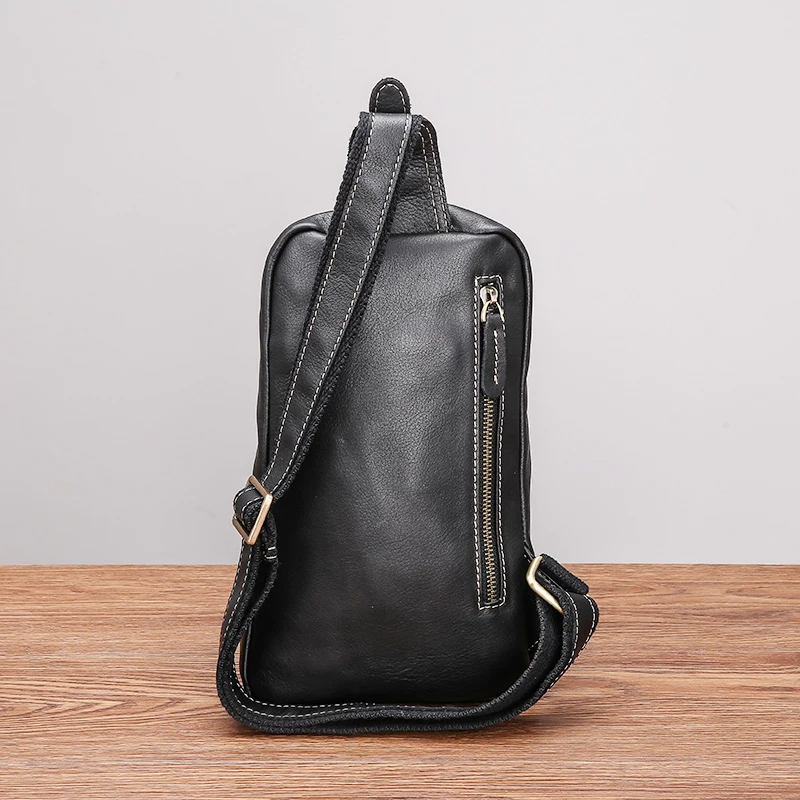 AETOO Chest bag male leather soft leather new single shoulder bag tide casual head layer cowhide men's chest Bag