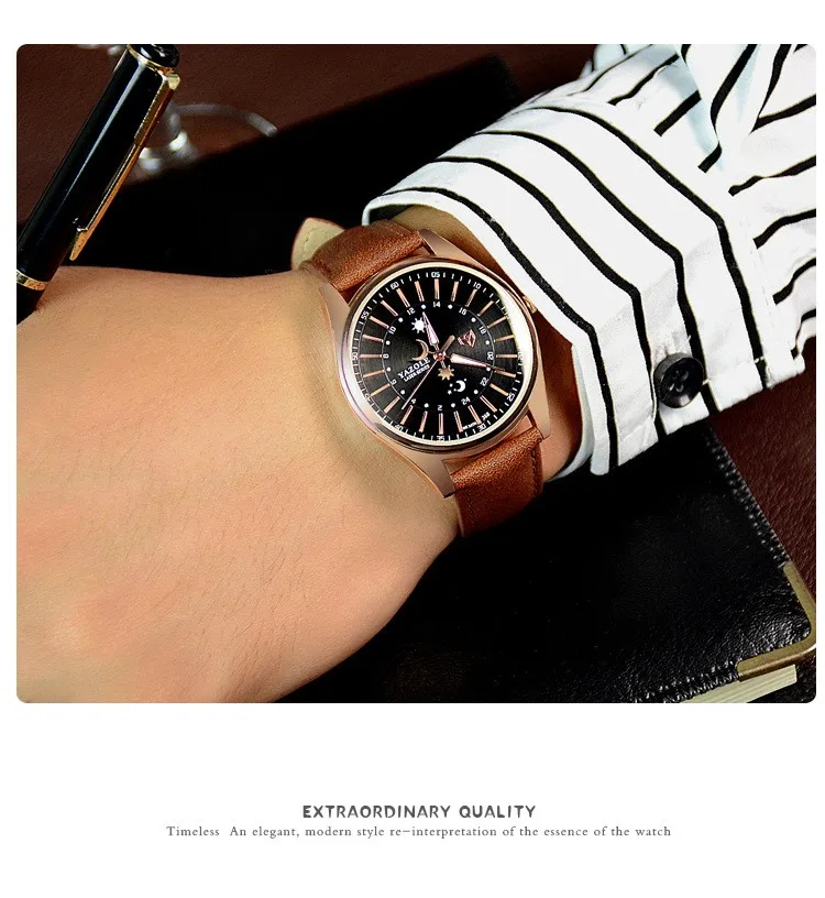 Топ бренд YAZOLE роскошные часы из розового золота Мужские часы модные деловые часы водонепроницаемые светящиеся кварцевые часы Hour reloj hombre