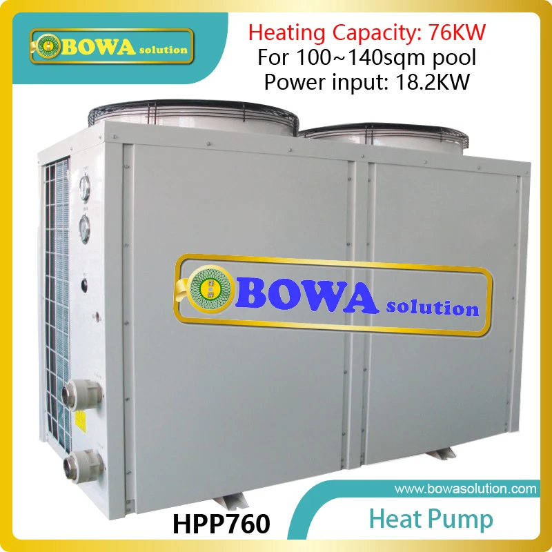 76KW super Hi cop heat pump water heater for 100140sqm swimming pool