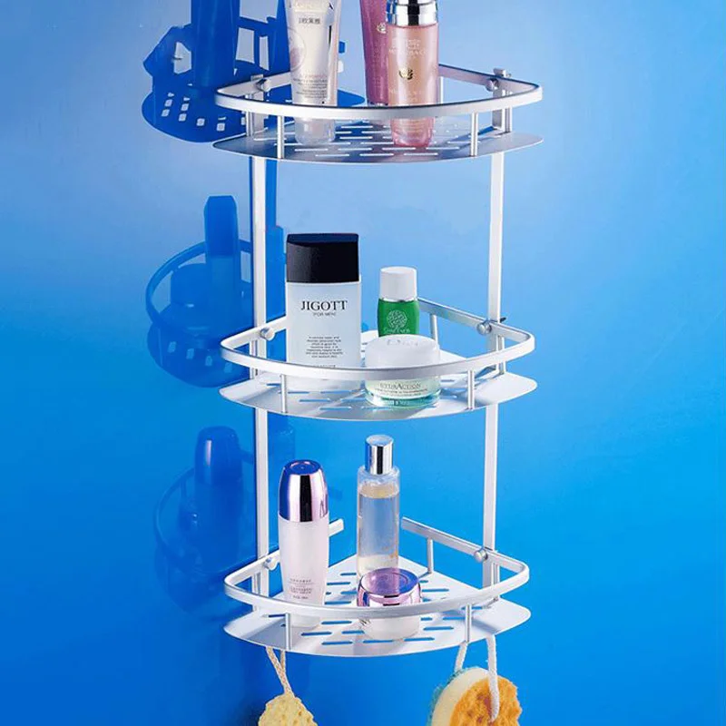 Thick Aluminum 3 Layer Bathroom Corner Shelf Wall Washing Shower Basket