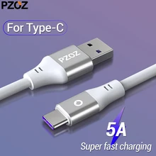 PZOZ 5A USB-Tipo C Cabo Para Huawei P20 P10 P9 Companheiro 20 Pro X 10 lite Honra 8X carregador Rápido Carregamento USB Do Telefone móvel Cabo de Dados C 5A USB-Tipo C Cabo Para Huawei carregador Rápido Carregamento