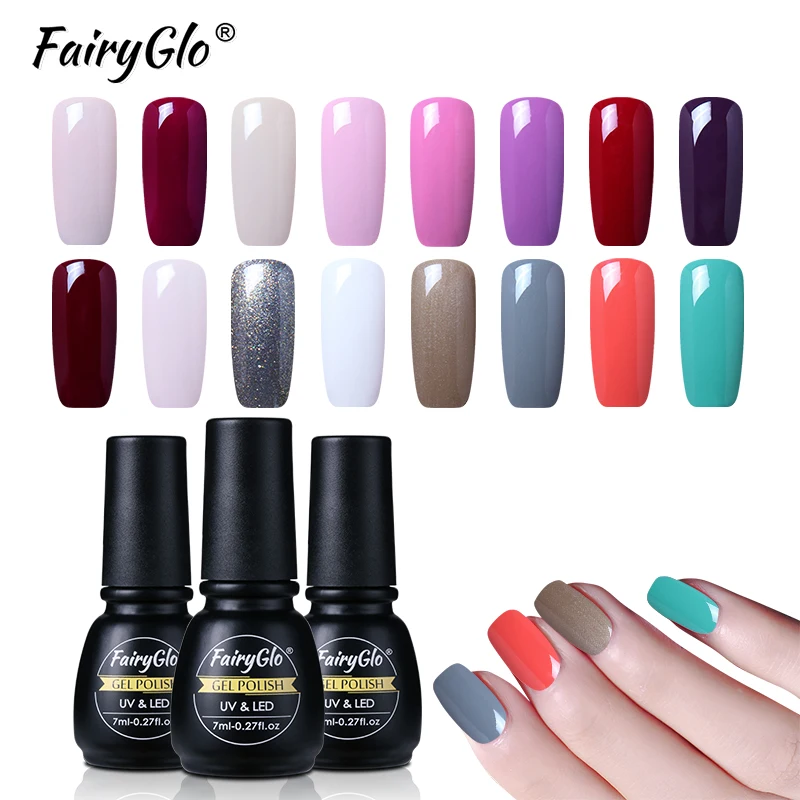 

FairyGlo 7ML Gel Varnish Pure Colo UV Gel Nail Polish Paint Gellak Soak Off Hybrid Varnish Lucky Lacquer Semi Permanent Nail Gel