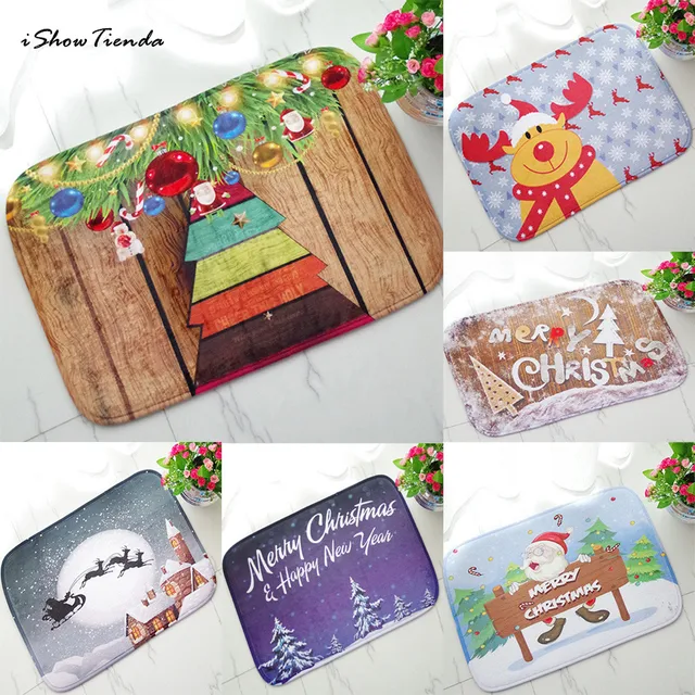 Hot 40*60cm Christmas HD Printed Non-Slip kitchen Bath Mat Absorbent Waterproof Home Decor Alfombra de bano New