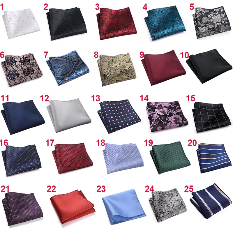 

25*25cm Luxury Men's 100% Silk Handkerchief Paisley Floral Jacquard Women Pocket Square Towel For Business Wedding Party