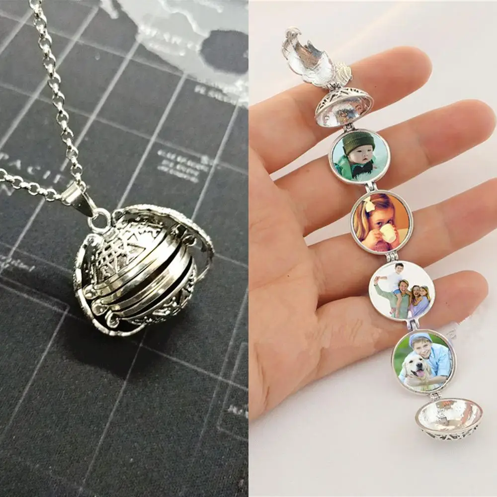 

Expanding Photo Locket Photo Box Necklace Lucky Angel Wings Image Cage for Gift Pendant Long Chain Necklace Lover Gifts