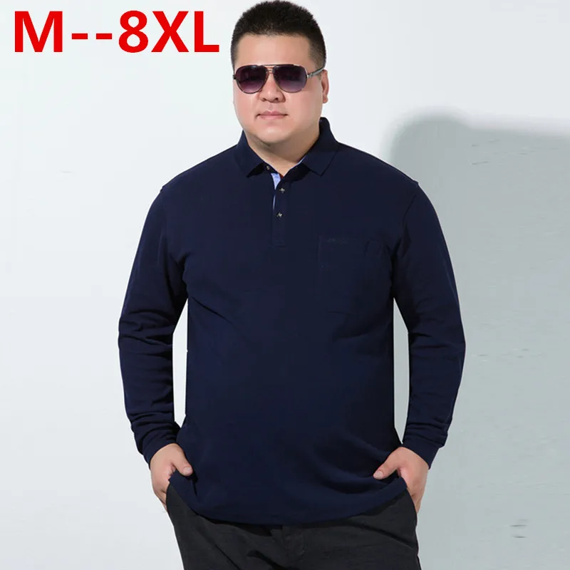10XL 8XL 6xl 5xl Мужские поло Для мужчин рубашка с длинным рукавом одноцветное Рубашки