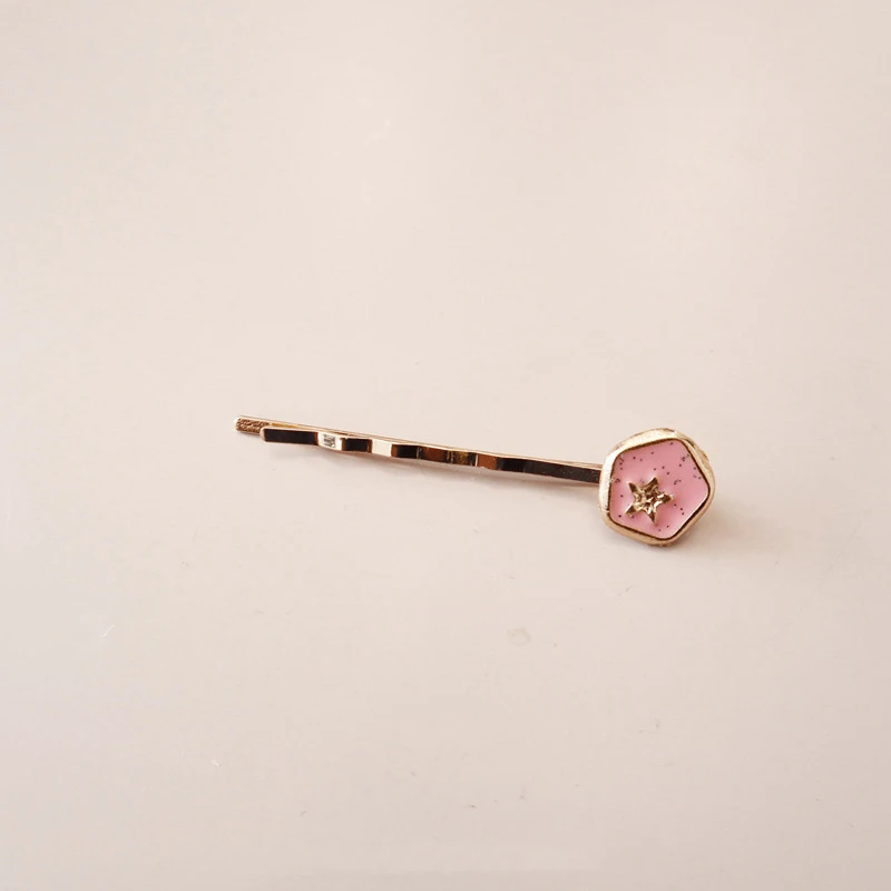 1PC Moon Plant Hair Clips For Women Girls Pink Flower Hair Clip Stick Metal Gold Color 5