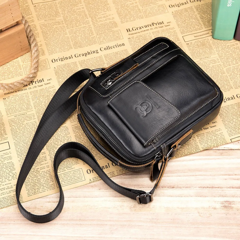 Bull Captain Men Genuine Leather Messenger Crossbody Bag Casual Fashion Male Sling Bag Business Handbag Shoulder Famous Brand 