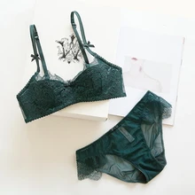 Европейский Романтический сексуальный комплект с бюстгальтером из хлопка с чашечками, винтажное кружевное Прозрачное нижнее белье для женщин