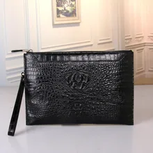 Деловой стиль, застежка-молния, натуральная крокодиловая кожа, мужские напульсники, сумка, тонкий кошелек для карт, кожа аллигатора, мужской большой клатч