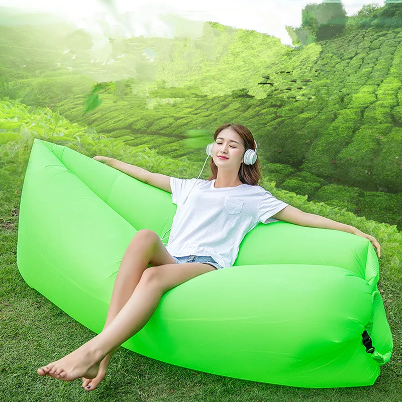 

Outdoor air sofa Inflatable lazy silver green sofa single seat beach Bearing 100kg Lounge beach chair easy storage sleeping sofa