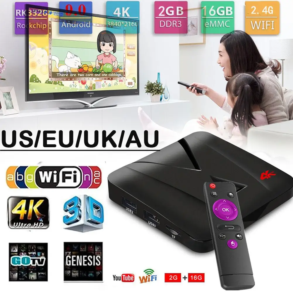 

Smart TV box mini Network player box TV BOX Android 9.0 2+16GB 4K Set top box Support 4K 3D 2GB RAM DDR3 4 core smart tv box