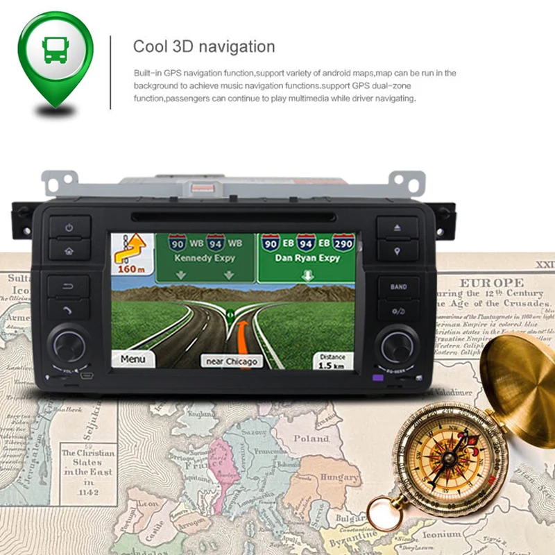 Clearance 7" Android 9.0 4G RAM Car DVD Player GPS Navigator for BMW E46 3 Series M3 car radio stereo headunit tape recorder bluetooth 12