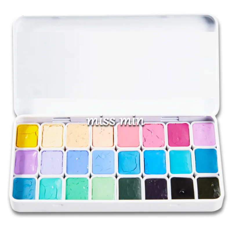 Billig 24 farbe aquarell malen candy farbe neue farbe basis farbe aquarela kunst liefert anfänger 0,8 ml mini eisen box verpackung verf