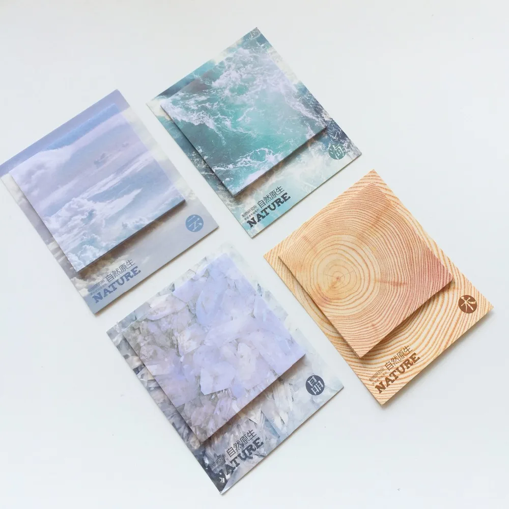 

30 Pages Nature Wood Cloud Ice Memo Pads Plan Message Writing Sticky Notes Marker Stick Label School Office Supply