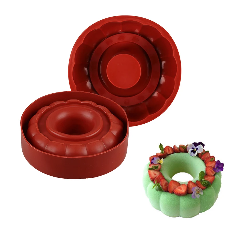 

Round Wreath Silicone Bakeware Cake Mold For Mousse Dessert Brownie Baking Pan DIY Ice Cream Mould Fondant decoration Tools