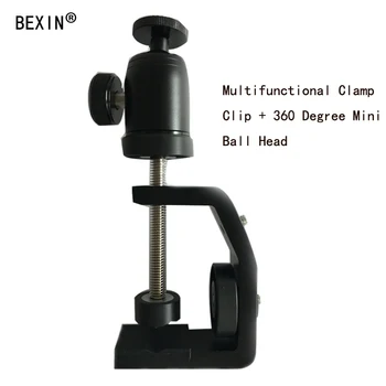 

BEXIN Desktop Universal Multifunction C-style Camera Screw clamp + 360 Degree Mini Ball Head 1/4" Speedlite Accessories