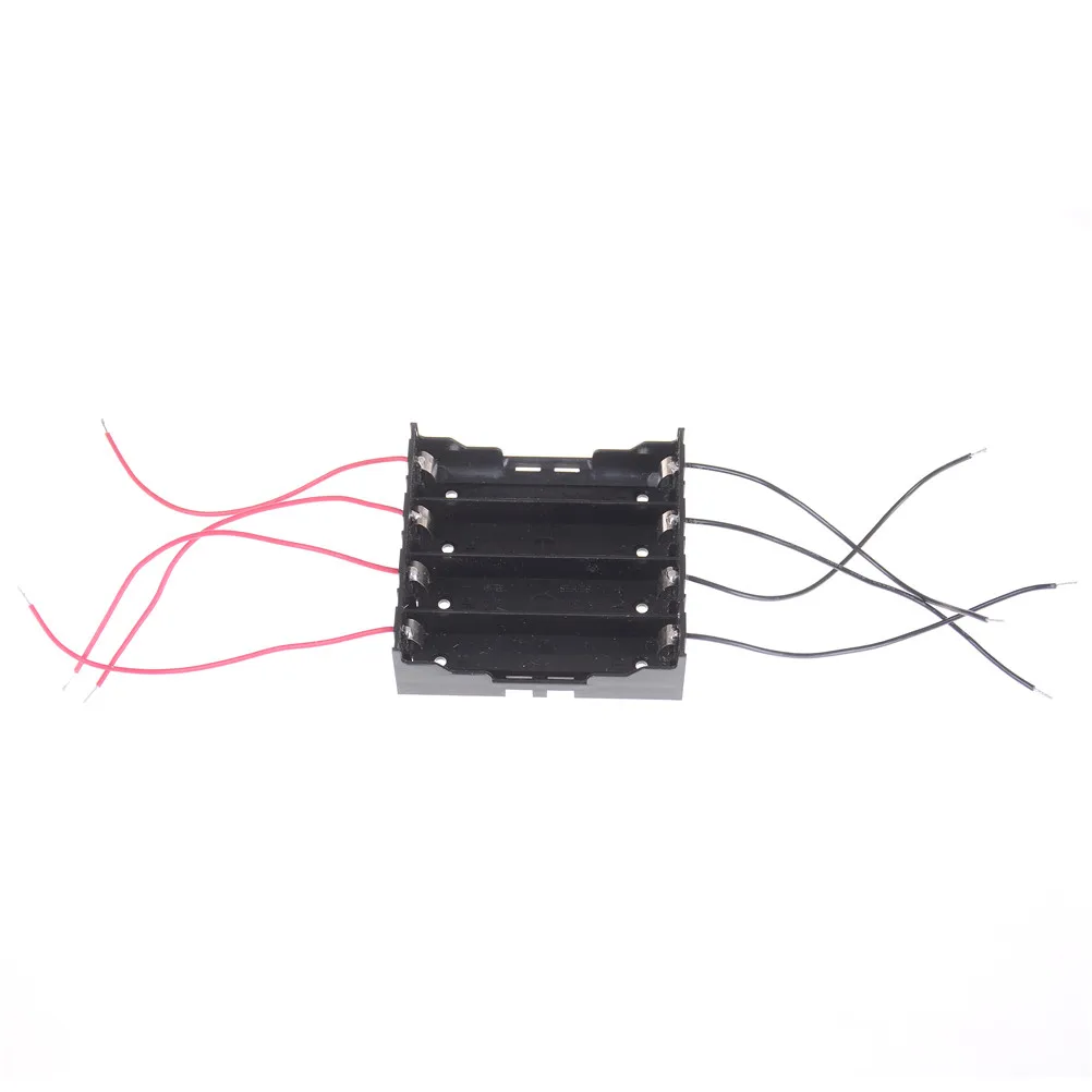 1Pc DIY 18650 Battery Box For 4x 18650 Rechargeable Battery With Wire Lead Black Plastic Batterries Holder Storage Case