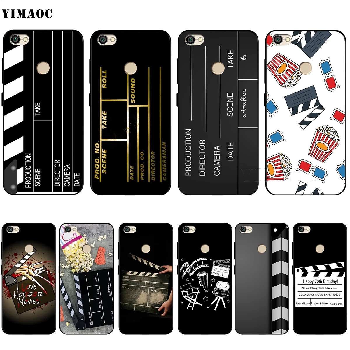 

YIMAOC Film Movie Clapperboard Case for Xiaomi Redmi mi Note MAX 3 6a 7 6 8 9 go se mi6 mi8 a1 a2 Lite for pocophone f1