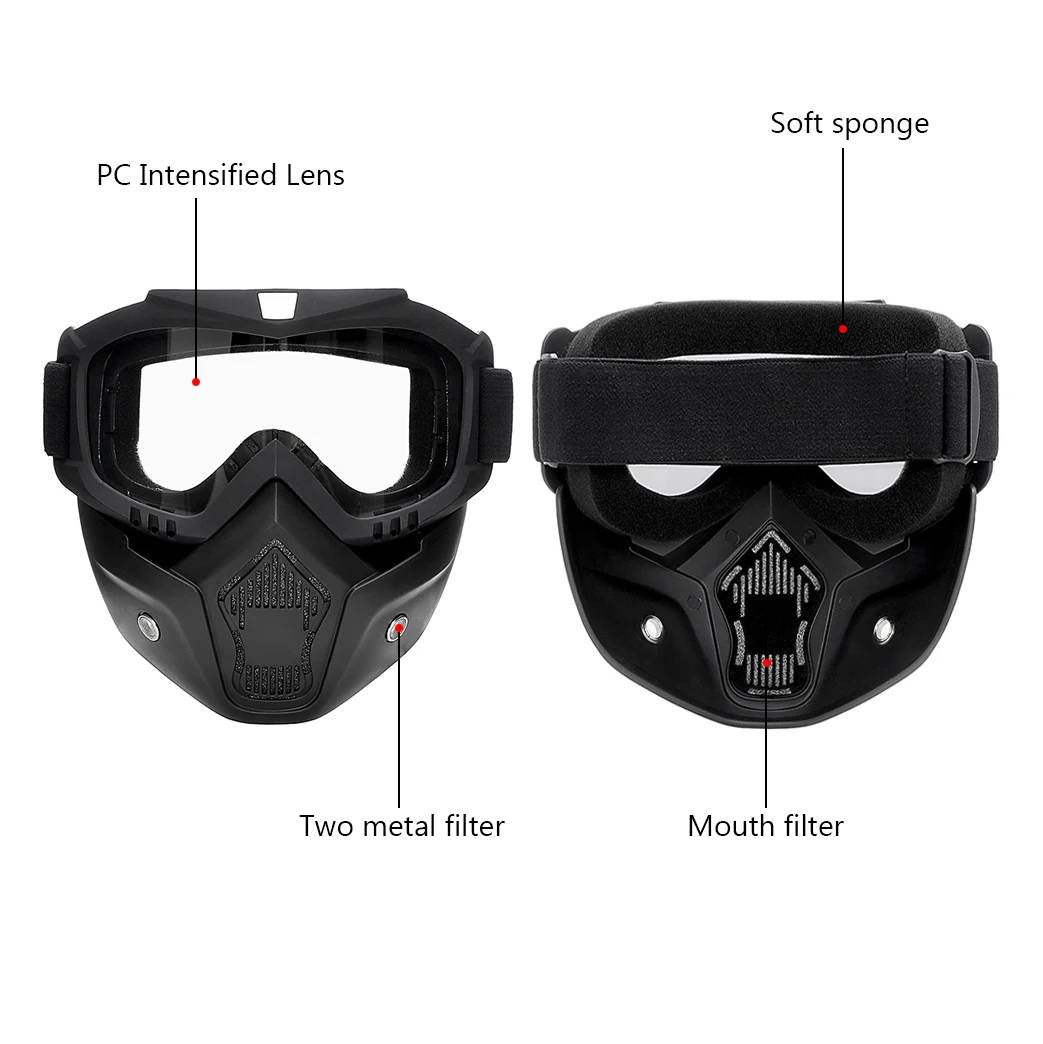 Очки для мотокросса, защитные очки для мотокросса, съемные очки, УФ-защита для лыжного велосипеда, маска для шлема с открытым лицом