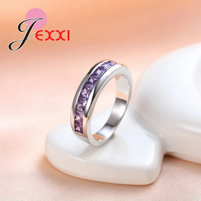 Модные женские ювелирные изделия фиолетовые кольца для женщин элегантные 925 пробы серебряные Свадебные обручальные кольца для женщин