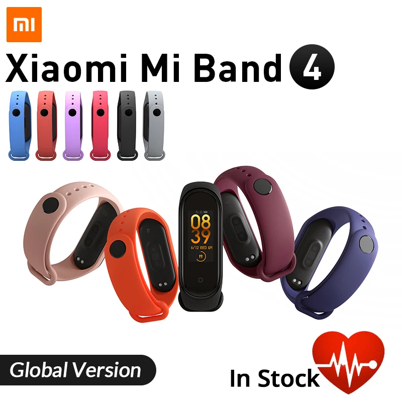 

In Stock New Xiaomi Mi Band 4 Smart Miband 4 0.95" AMOLED Screen Waterproof Heart Rate Fitness 135mAh 20 Bluetooth 5.0 50ATM