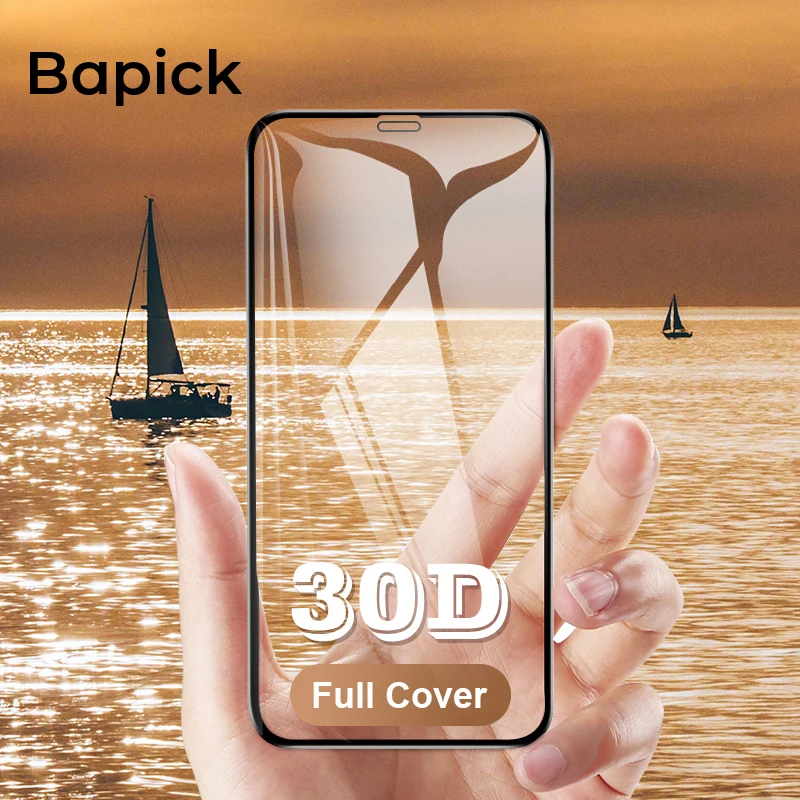 Bapick 30D полное покрытие протектор экрана закаленное стекло для iphone X XS MAX XR 6s 6 7 8 Plus