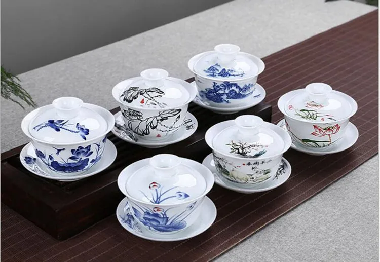 200 мл большая емкость китайский Tureen KungFu чайная чаша, чайный набор Gaiwan Чайник, керамическая крышка чаша чайный сервиз