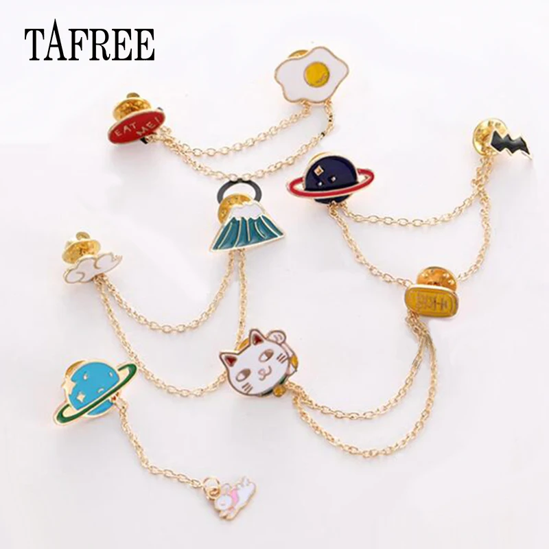 

TAFREE Colorful Enamel Korean Brooches Lively ,Lovely, Mt Fuji, Star, fried eggs, cats and Fortune Cat Lapel Pins Accessories