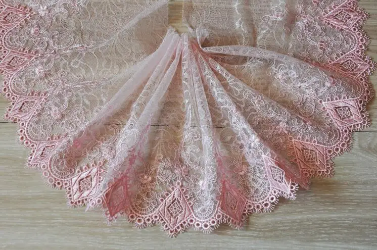 

2 Meters/lot 19cm Pink Embroidery Mesh Lace Trim Vintage Lace Trim Lace Embroidered Net Lace Trim Fabric