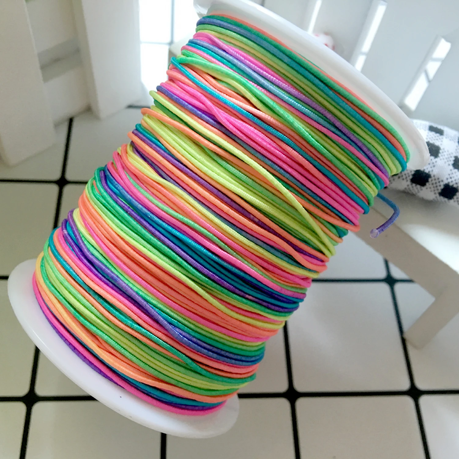 

Besegad 100m 1.0mm Colorful Thickness Elastic Beading Thread String Rope Cord for DIY Craft Jewelry Making Bracelet Necklace